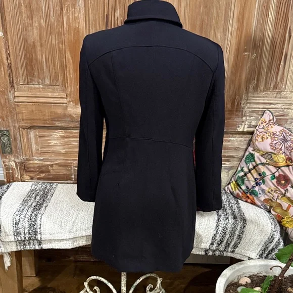 Zara Black Pea Coat with Gold Buttons - Picture 5 of 9